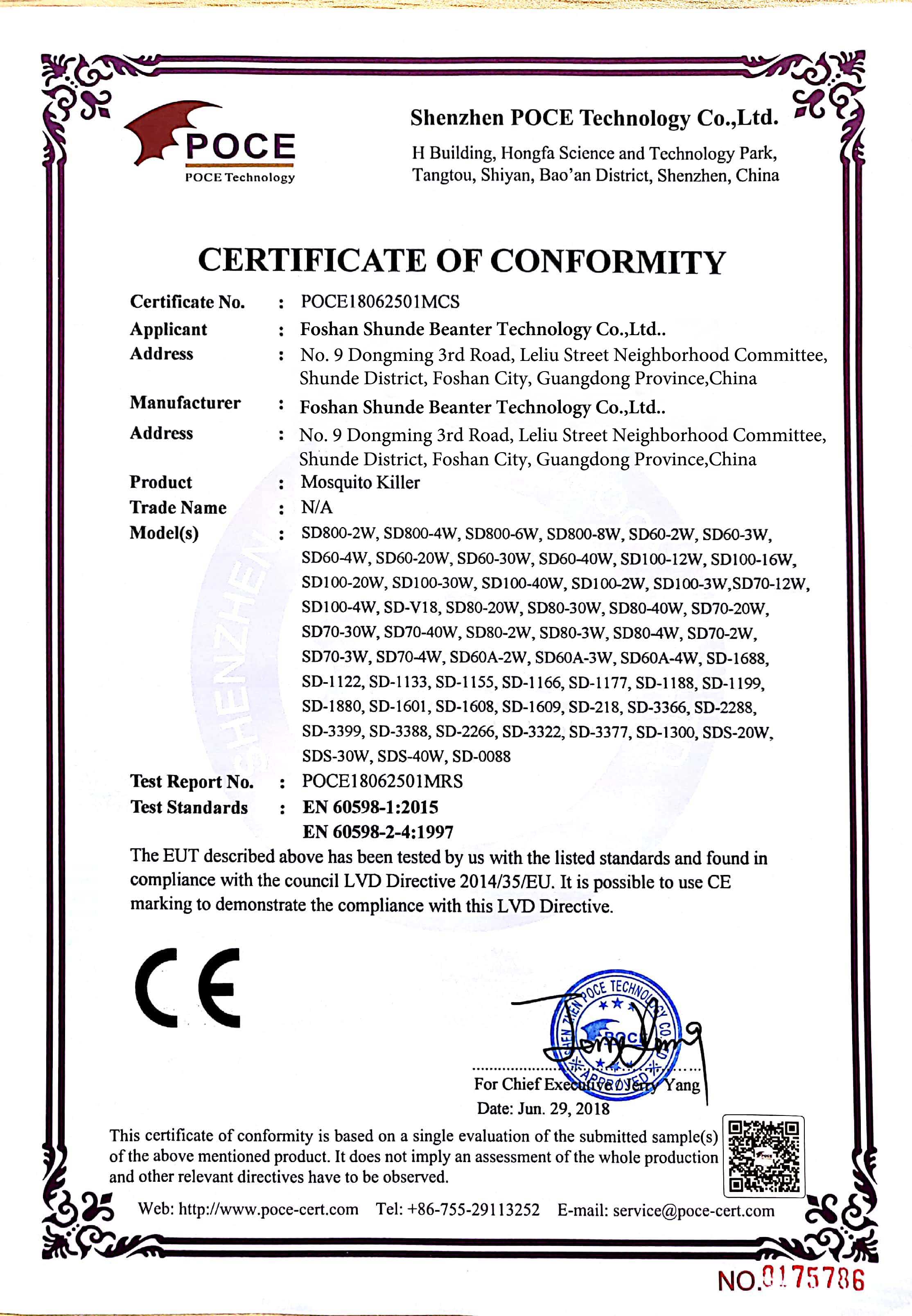CE-LVD certificantion 